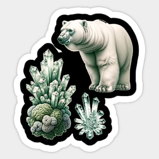 Arctic Elegance: Moss, Crystal, and Bear Sticker